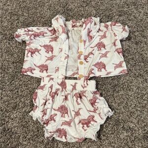 Kate Quinn Cream and Red Dinosaur Kids Set